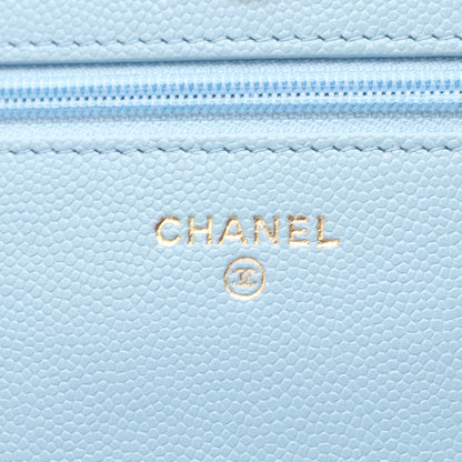 CHANEL19 チェーンウォレット キャビアスキン ライトブルー ゴールド金具 シャネル バッグ CHANEL