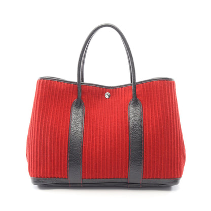 ガーデンパーティPM ハンドバッグ トートバッグ フェルト レザー レッド ブラック シルバー金具 □J刻印 エルメス バッグ HERMES