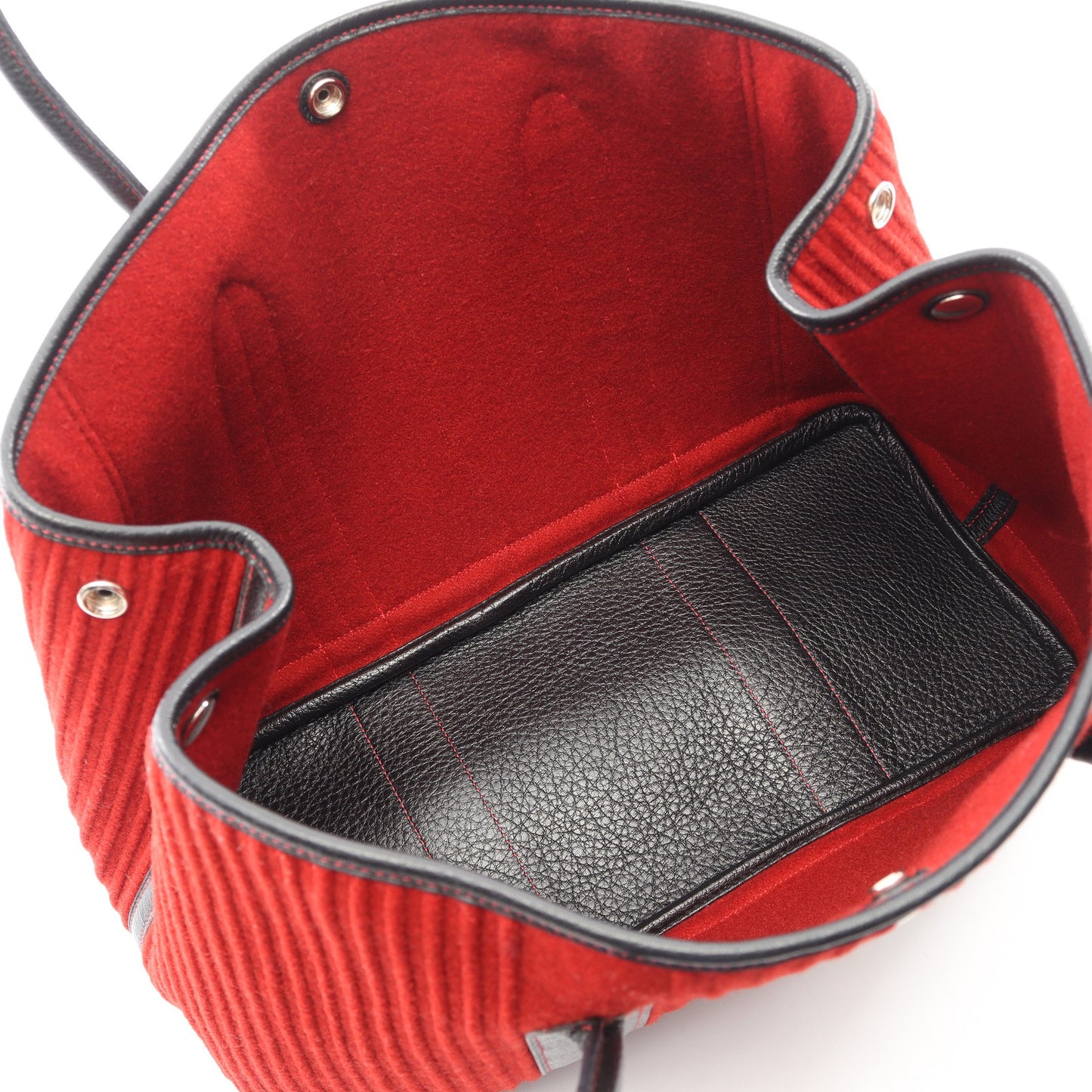 ガーデンパーティPM ハンドバッグ トートバッグ フェルト レザー レッド ブラック シルバー金具 □J刻印 エルメス バッグ HERMES