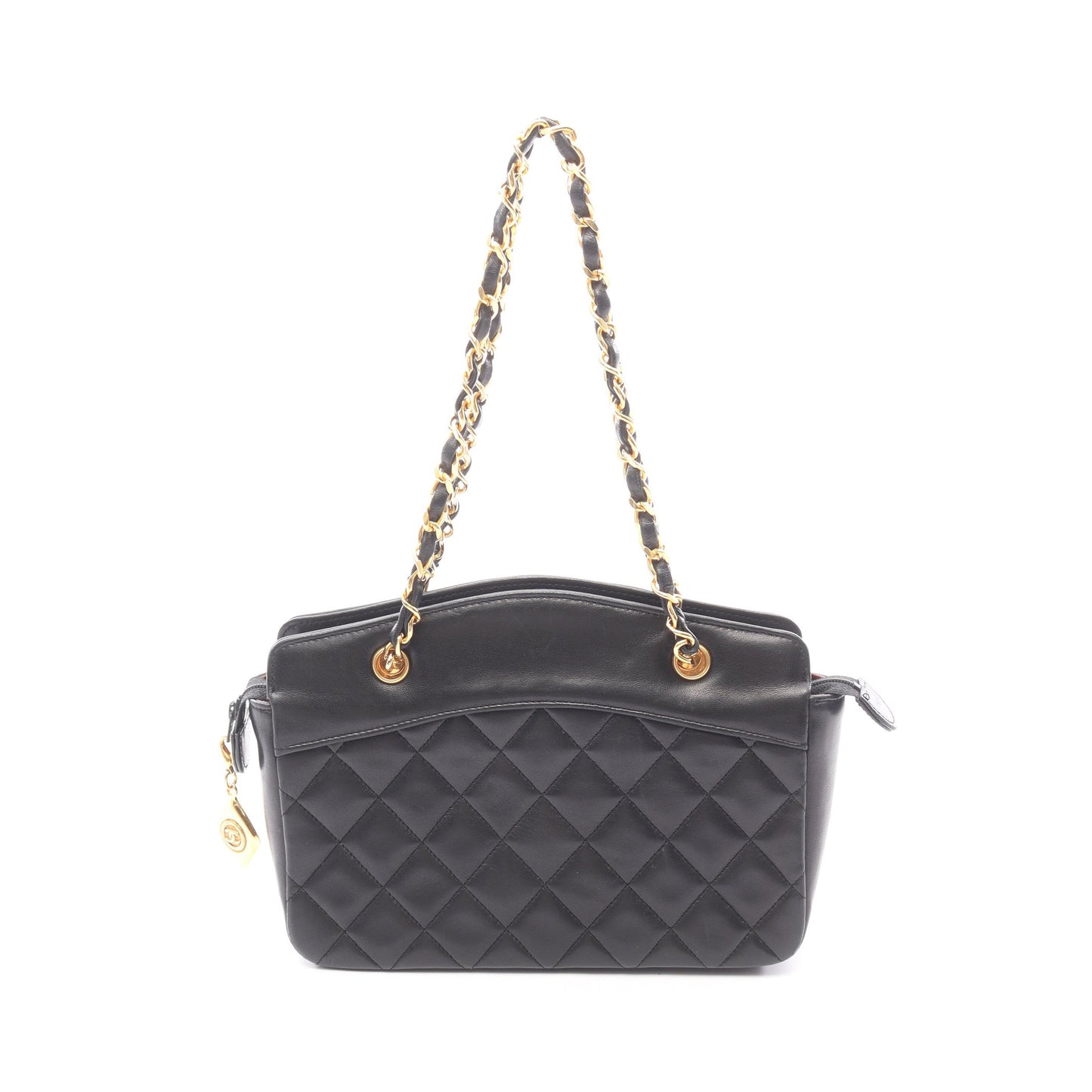 マトラッセ チェーンハンドバッグ ラムスキン ブラック ゴールド金具 シャネル バッグ CHANEL