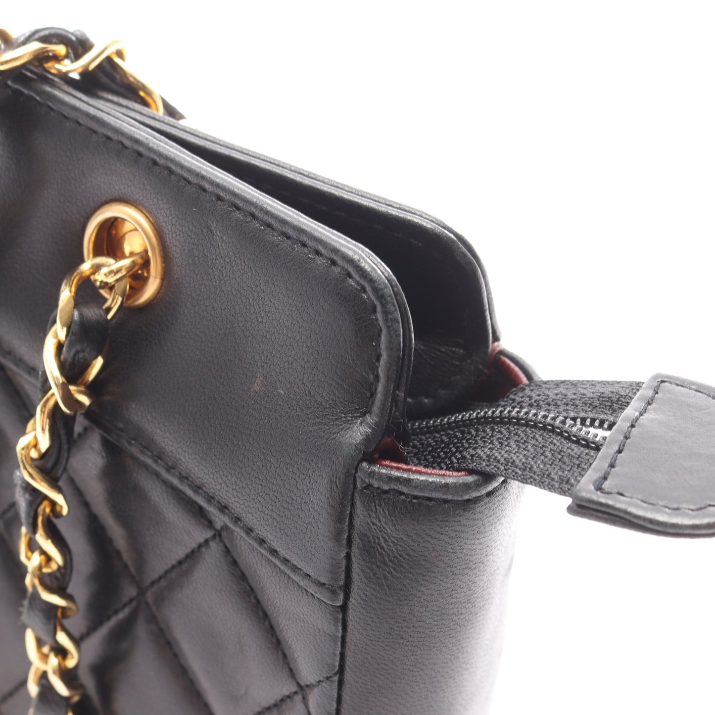 マトラッセ チェーンハンドバッグ ラムスキン ブラック ゴールド金具 シャネル バッグ CHANEL