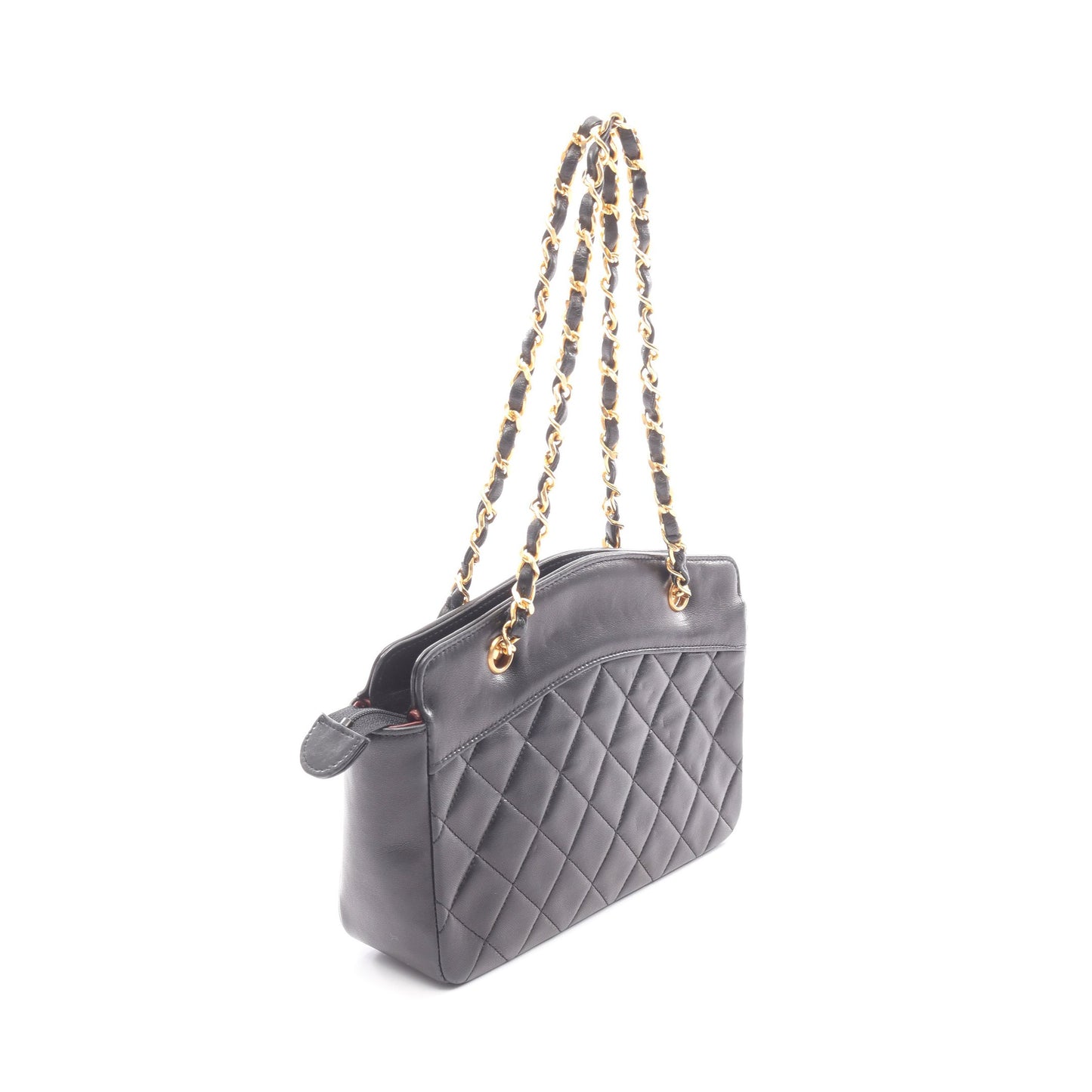 マトラッセ チェーンハンドバッグ ラムスキン ブラック ゴールド金具 シャネル バッグ CHANEL