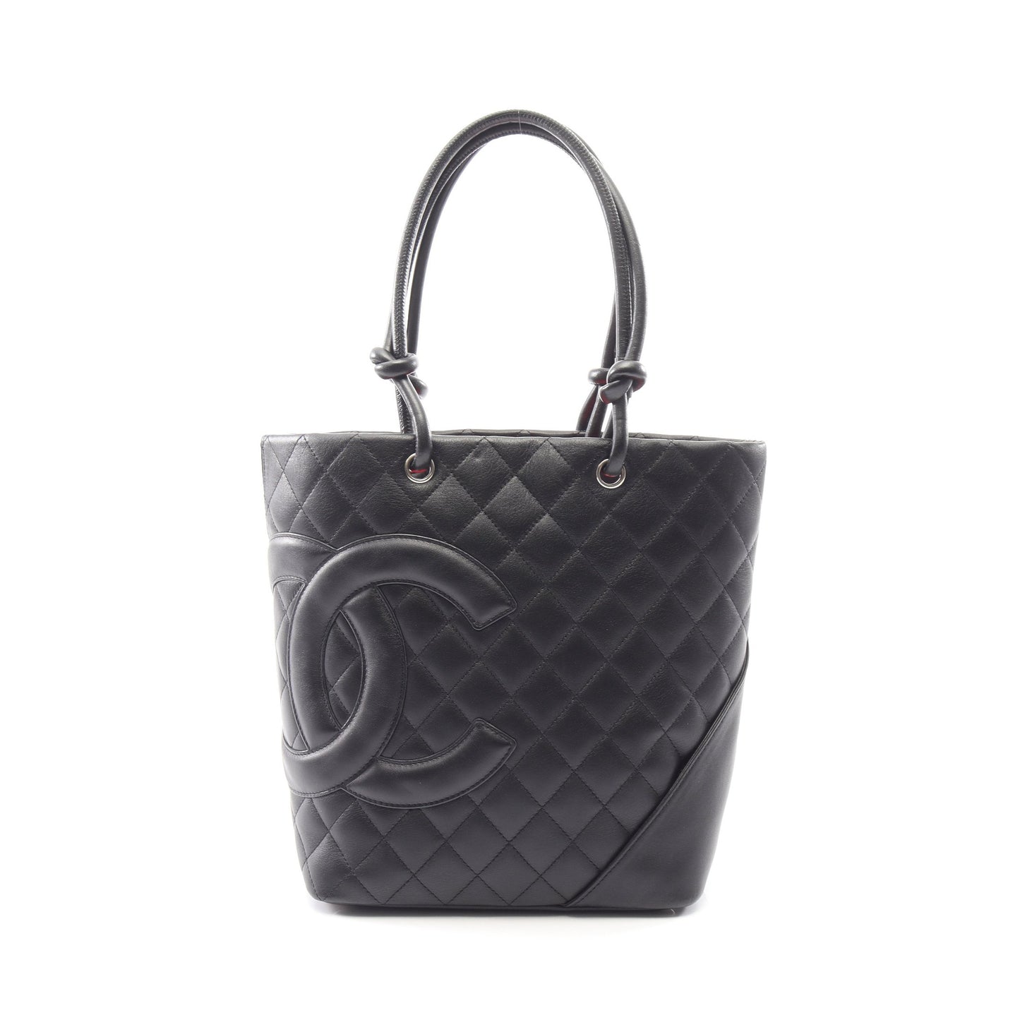 カンボンライン ミディアム ハンドバッグ トートバッグ レザー ブラック シルバー金具 シャネル バッグ CHANEL