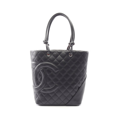 カンボンライン ミディアム ハンドバッグ トートバッグ レザー ブラック シルバー金具 シャネル バッグ CHANEL