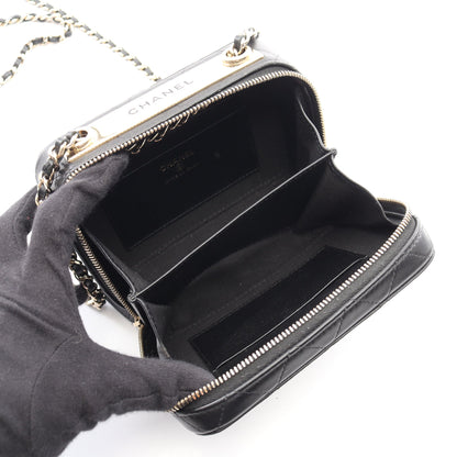 トレンディCC ミニ チェーンショルダーバッグ ラムスキン ブラック ゴールド金具 シャネル バッグ CHANEL