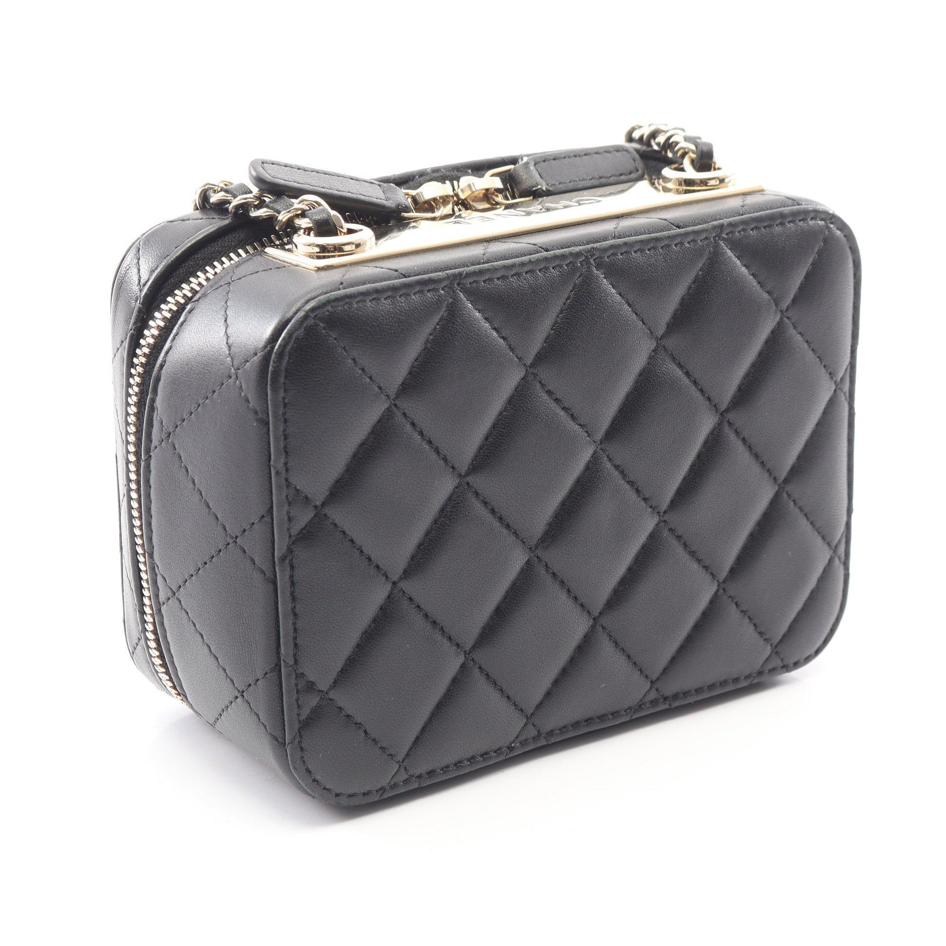 トレンディCC ミニ チェーンショルダーバッグ ラムスキン ブラック ゴールド金具 シャネル バッグ CHANEL