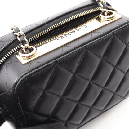 トレンディCC ミニ チェーンショルダーバッグ ラムスキン ブラック ゴールド金具 シャネル バッグ CHANEL