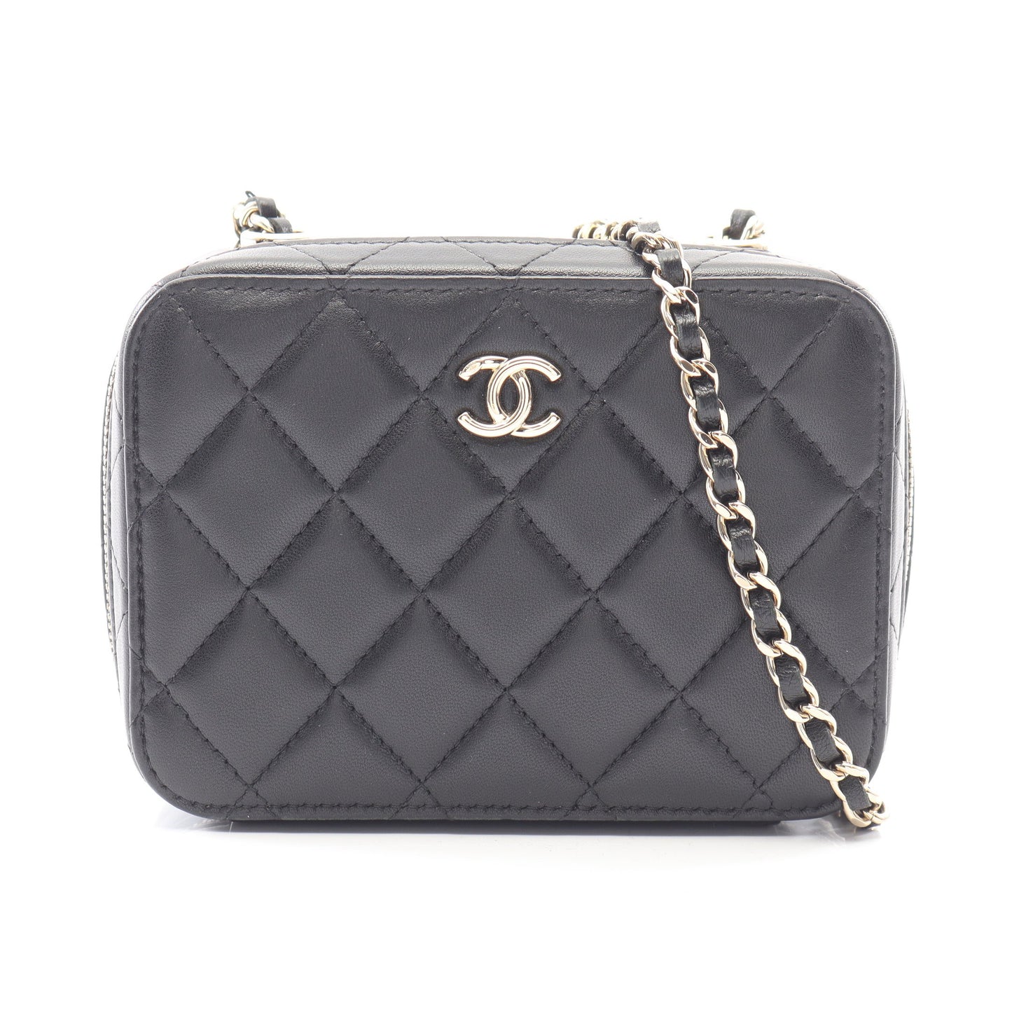 トレンディCC ミニ チェーンショルダーバッグ ラムスキン ブラック ゴールド金具 シャネル バッグ CHANEL