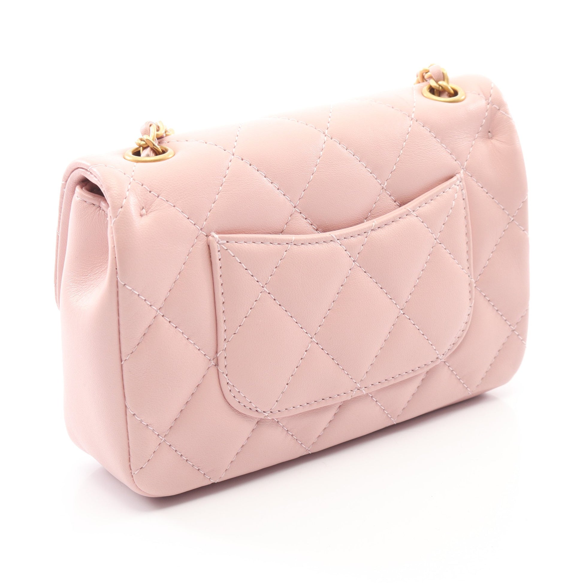 ミニマトラッセ チェーンショルダーバッグ ラムスキン ライトピンク ゴールド金具 シャネル バッグ CHANEL