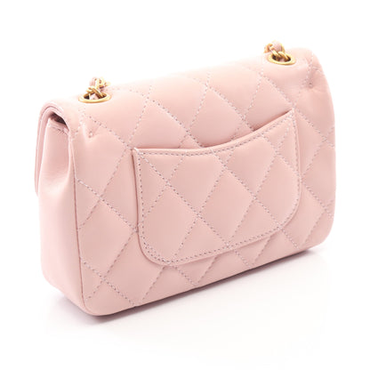 ミニマトラッセ チェーンショルダーバッグ ラムスキン ライトピンク ゴールド金具 シャネル バッグ CHANEL