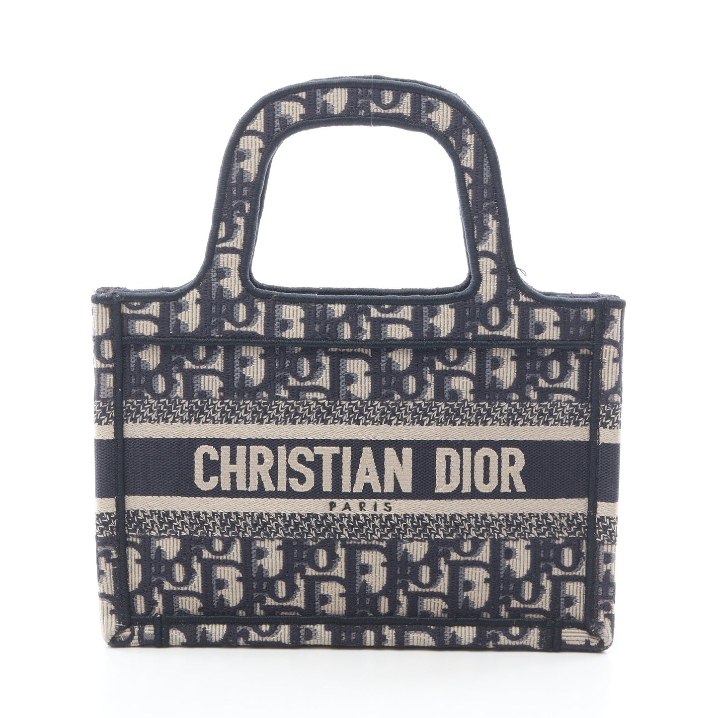 BOOK TOTE ミニ エンブロダイリー ハンドバッグ トートバッグ キャンバス ネイビー ベージュ クリスチャンディオール バッグ Christian Dior
