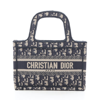 BOOK TOTE ミニ エンブロダイリー ハンドバッグ トートバッグ キャンバス ネイビー ベージュ クリスチャンディオール バッグ Christian Dior