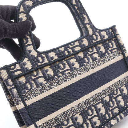 BOOK TOTE ミニ エンブロダイリー ハンドバッグ トートバッグ キャンバス ネイビー ベージュ クリスチャンディオール バッグ Christian Dior