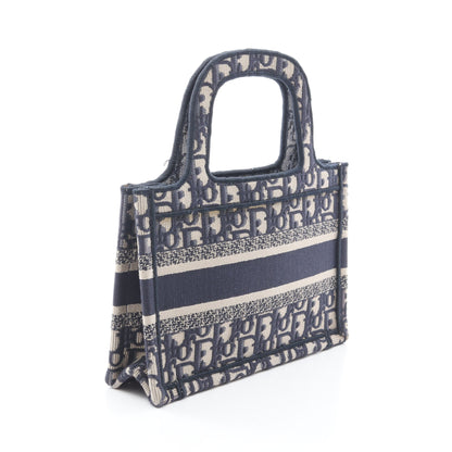 BOOK TOTE ミニ エンブロダイリー ハンドバッグ トートバッグ キャンバス ネイビー ベージュ クリスチャンディオール バッグ Christian Dior