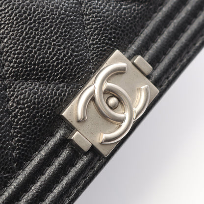 ボーイシャネル フォンホルダー チェーンショルダーバッグ キャビアスキン ブラック シルバー金具 シャネル バッグ CHANEL
