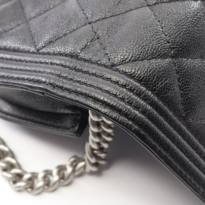 ボーイシャネル フォンホルダー チェーンショルダーバッグ キャビアスキン ブラック シルバー金具 シャネル バッグ CHANEL