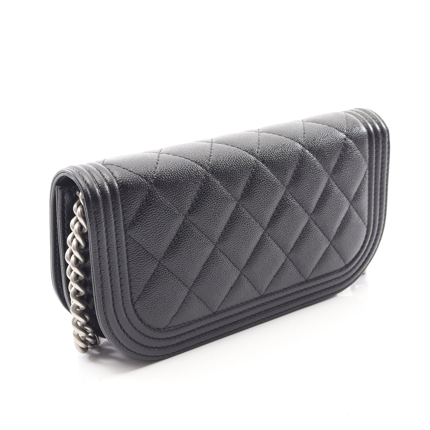 ボーイシャネル フォンホルダー チェーンショルダーバッグ キャビアスキン ブラック シルバー金具 シャネル バッグ CHANEL