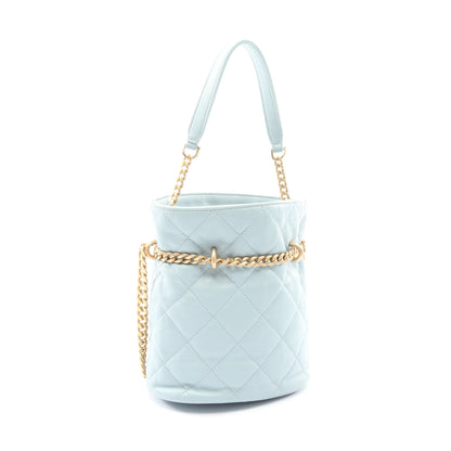 マトラッセ 2WAY チェーンショルダーバッグ ラムスキン ライトブルー ゴールド金具 シャネル バッグ CHANEL