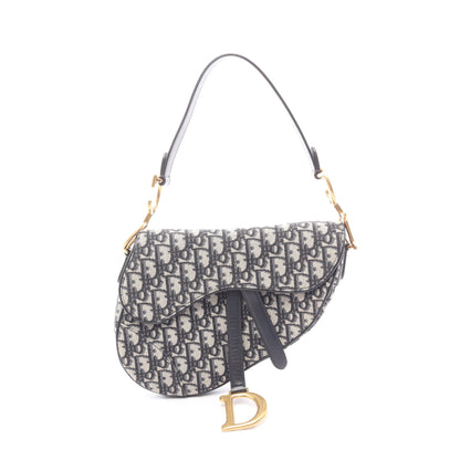 サドルバッグ オブリーク ハンドバッグ キャンバス レザー ベージュ ネイビー クリスチャンディオール バッグ Christian Dior