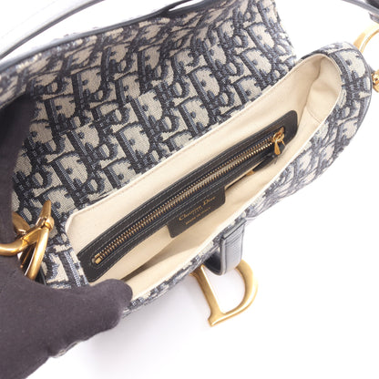 サドルバッグ オブリーク ハンドバッグ キャンバス レザー ベージュ ネイビー クリスチャンディオール バッグ Christian Dior