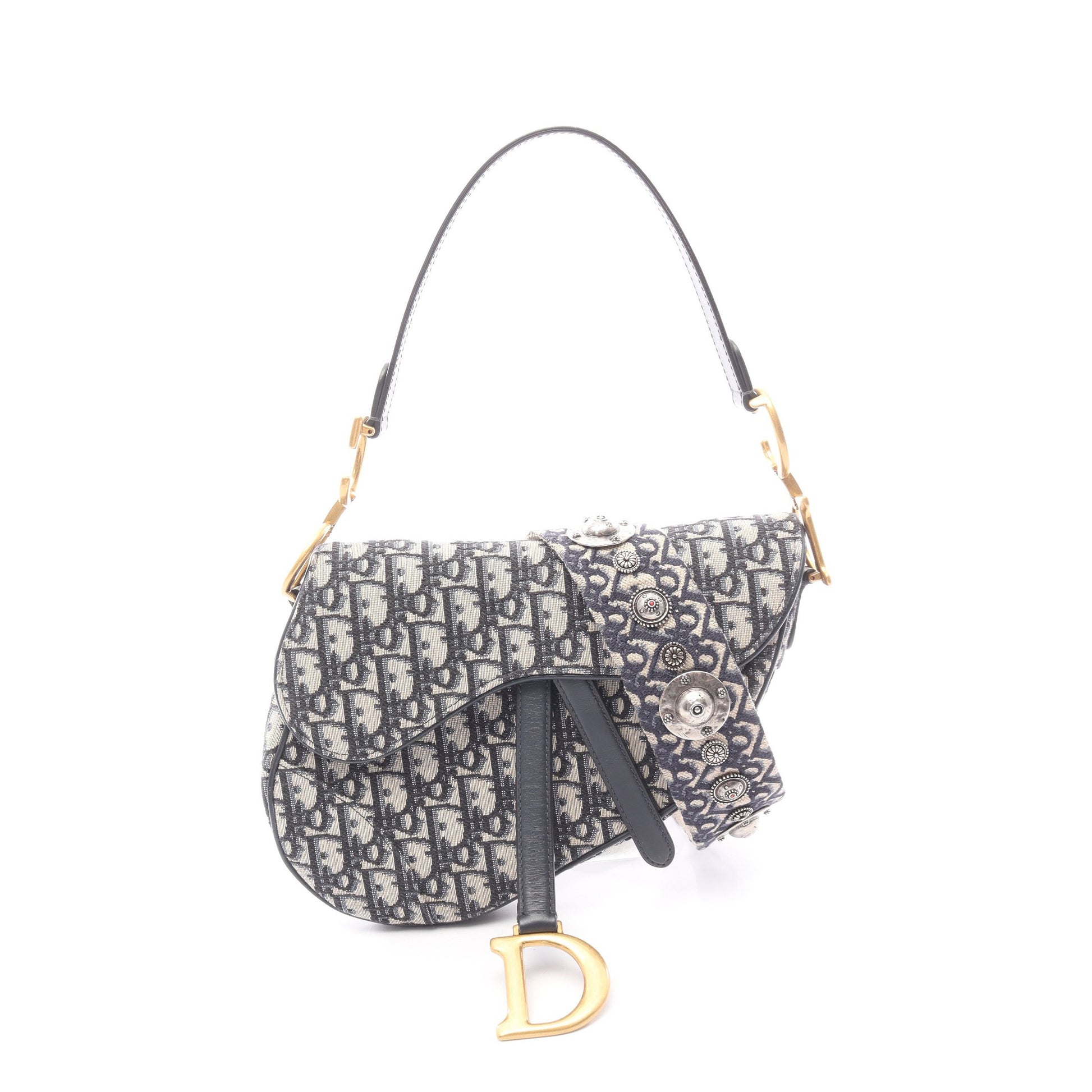 サドルバッグ オブリーク 2WAY ハンドバッグ キャンバス レザー ベージュ ネイビー クリスチャンディオール バッグ Christian Dior