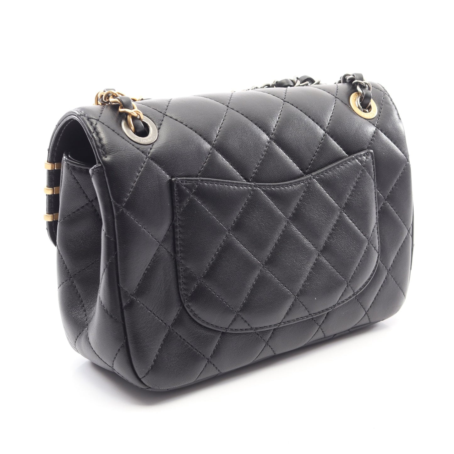 マトラッセ クリップココ コンビ金具 チェーンショルダーバッグ ラムスキン ブラック シャネル バッグ CHANEL