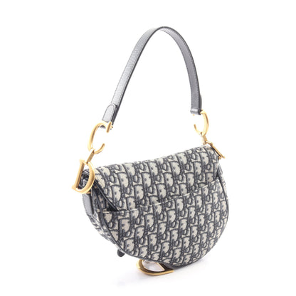 サドルバッグ オブリークジャカード 2WAY ハンドバッグ キャンバス レザー ベージュ ネイビー クリスチャンディオール バッグ Christian Dior