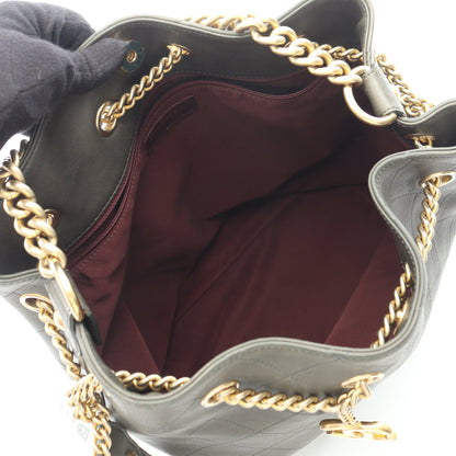 マトラッセ 2WAY チェーンショルダーバッグ レザー グレーグリーン ゴールド金具 シャネル バッグ CHANEL