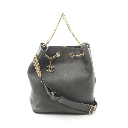 マトラッセ 2WAY チェーンショルダーバッグ レザー グレーグリーン ゴールド金具 シャネル バッグ CHANEL