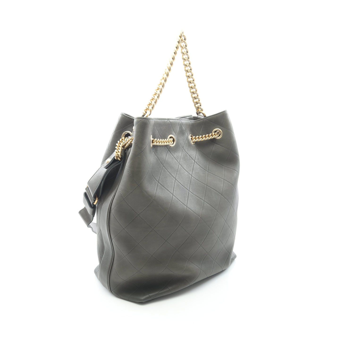 マトラッセ 2WAY チェーンショルダーバッグ レザー グレーグリーン ゴールド金具 シャネル バッグ CHANEL
