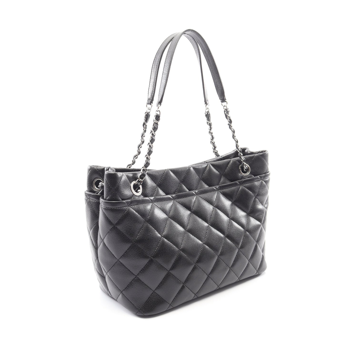マトラッセ チェーンショルダーバッグ チェーントートバッグ キャビアスキン ブラック シルバー金具 シャネル バッグ CHANEL