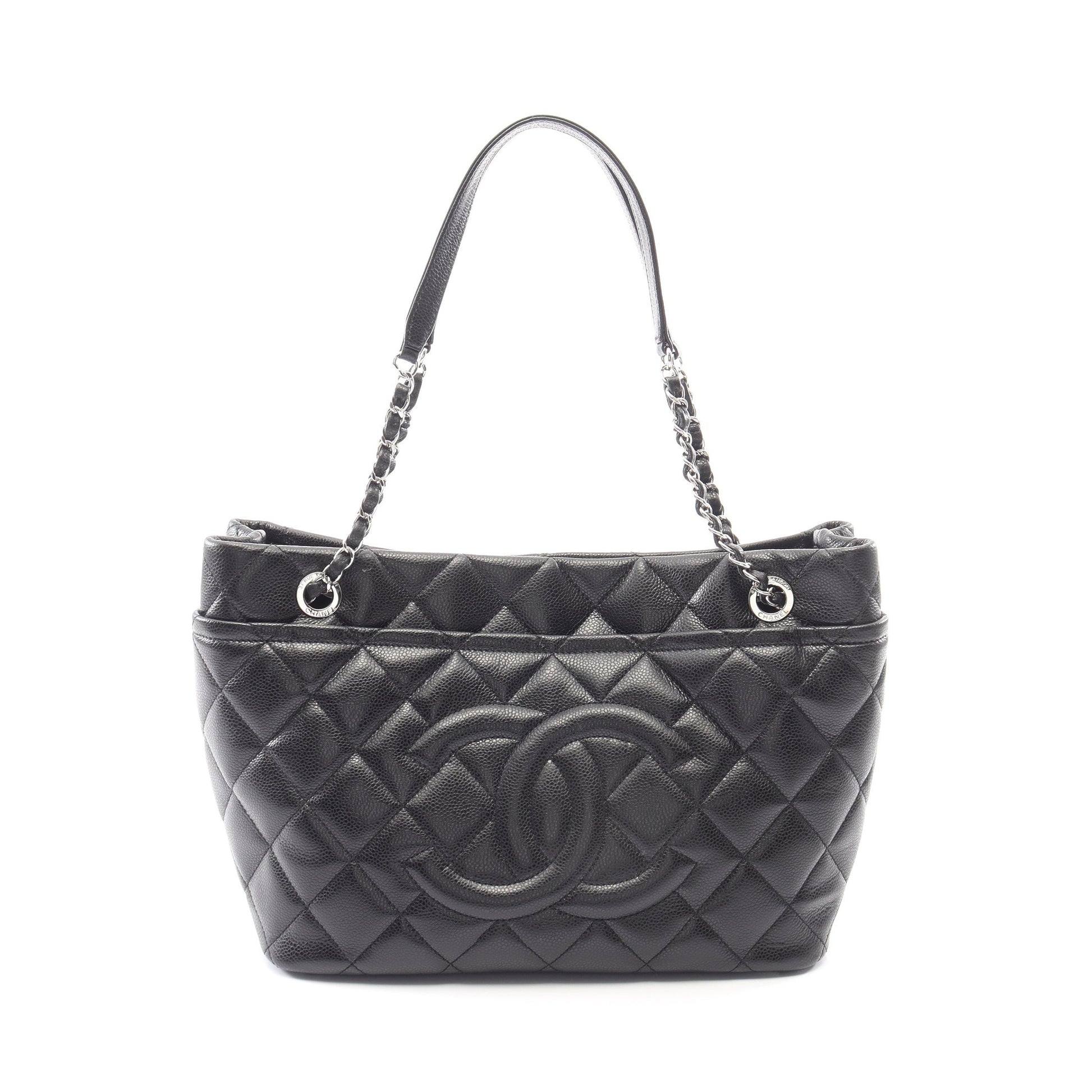 マトラッセ チェーンショルダーバッグ チェーントートバッグ キャビアスキン ブラック シルバー金具 シャネル バッグ CHANEL