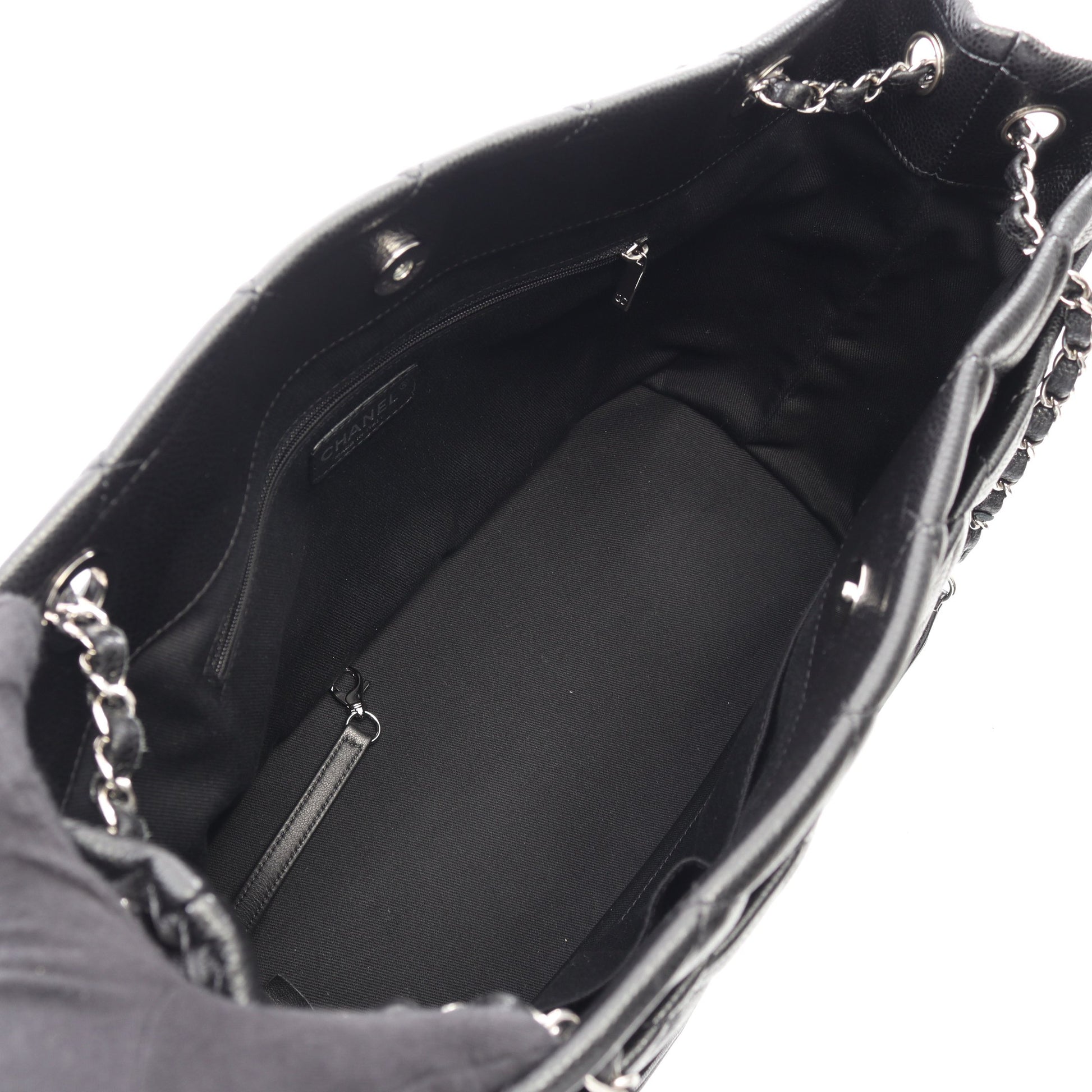 マトラッセ チェーンショルダーバッグ チェーントートバッグ キャビアスキン ブラック シルバー金具 シャネル バッグ CHANEL