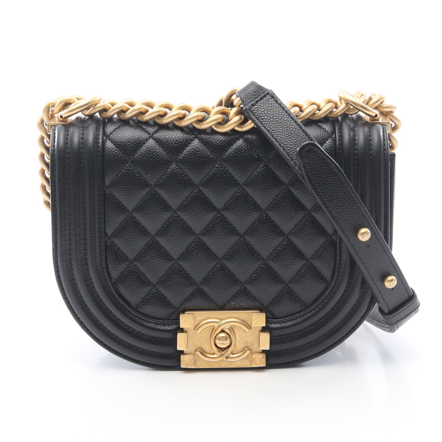 ボーイシャネル チェーンショルダーバッグ キャビアスキン ブラック ゴールド金具 シャネル バッグ CHANEL