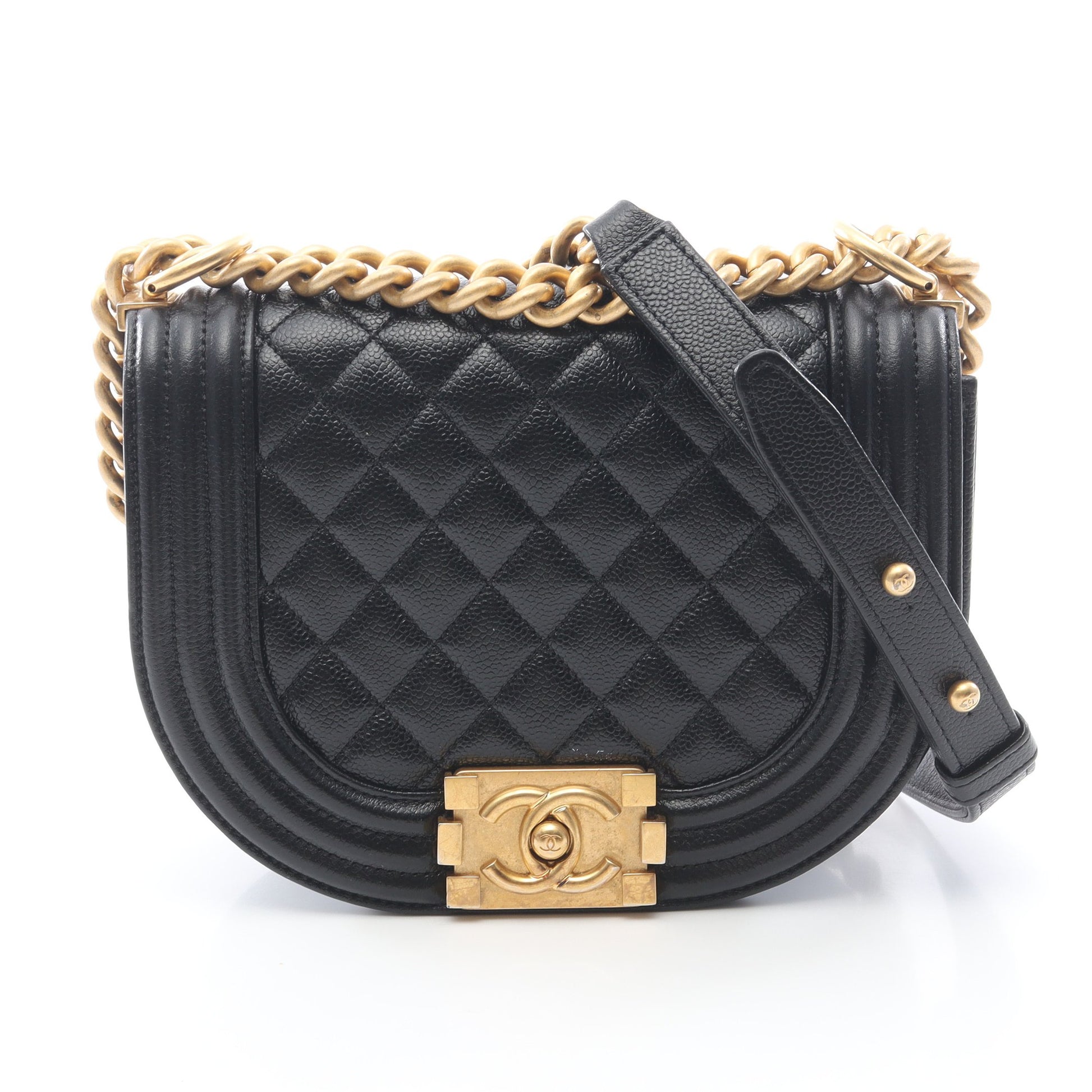 ボーイシャネル チェーンショルダーバッグ キャビアスキン ブラック ゴールド金具 シャネル バッグ CHANEL
