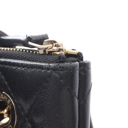 マトラッセ Wチェーンショルダーバッグ ラムスキン ブラック ゴールド金具 シャネル バッグ CHANEL