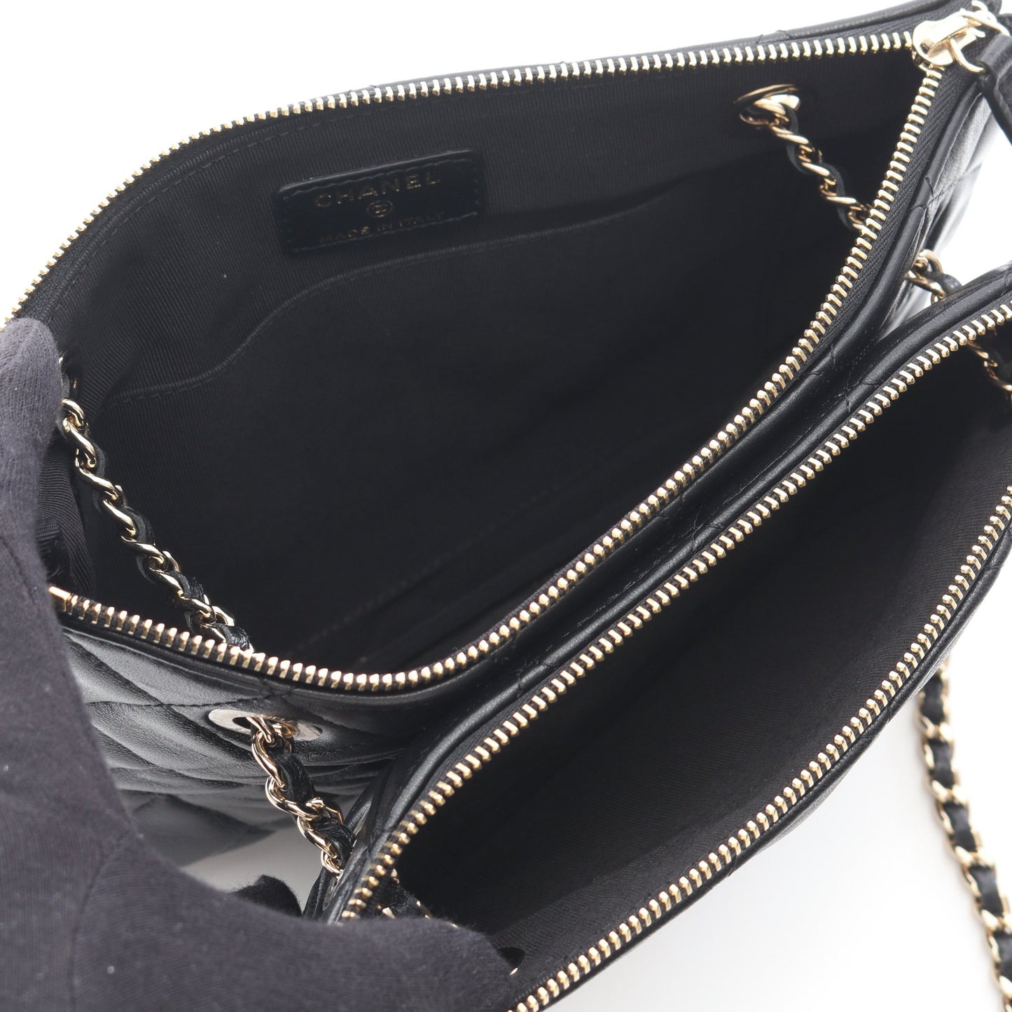 マトラッセ Wチェーンショルダーバッグ ラムスキン ブラック ゴールド金具 シャネル バッグ CHANEL