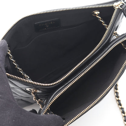 マトラッセ Wチェーンショルダーバッグ ラムスキン ブラック ゴールド金具 シャネル バッグ CHANEL