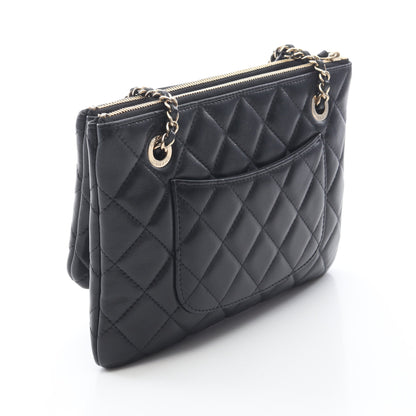 マトラッセ Wチェーンショルダーバッグ ラムスキン ブラック ゴールド金具 シャネル バッグ CHANEL