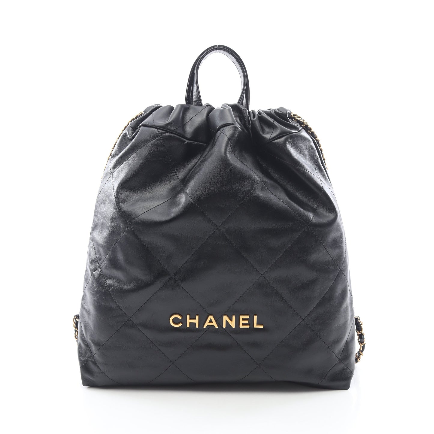 シャネル 22 ラージ バックパック リュックサック レザー ブラック ゴールド金具 シャネル バッグ CHANEL