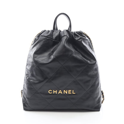シャネル 22 ラージ バックパック リュックサック レザー ブラック ゴールド金具 シャネル バッグ CHANEL
