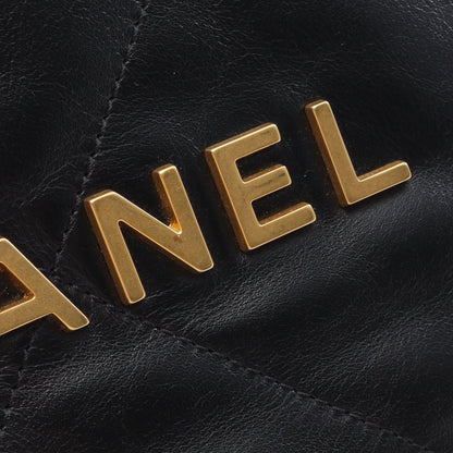 シャネル 22 ラージ バックパック リュックサック レザー ブラック ゴールド金具 シャネル バッグ CHANEL