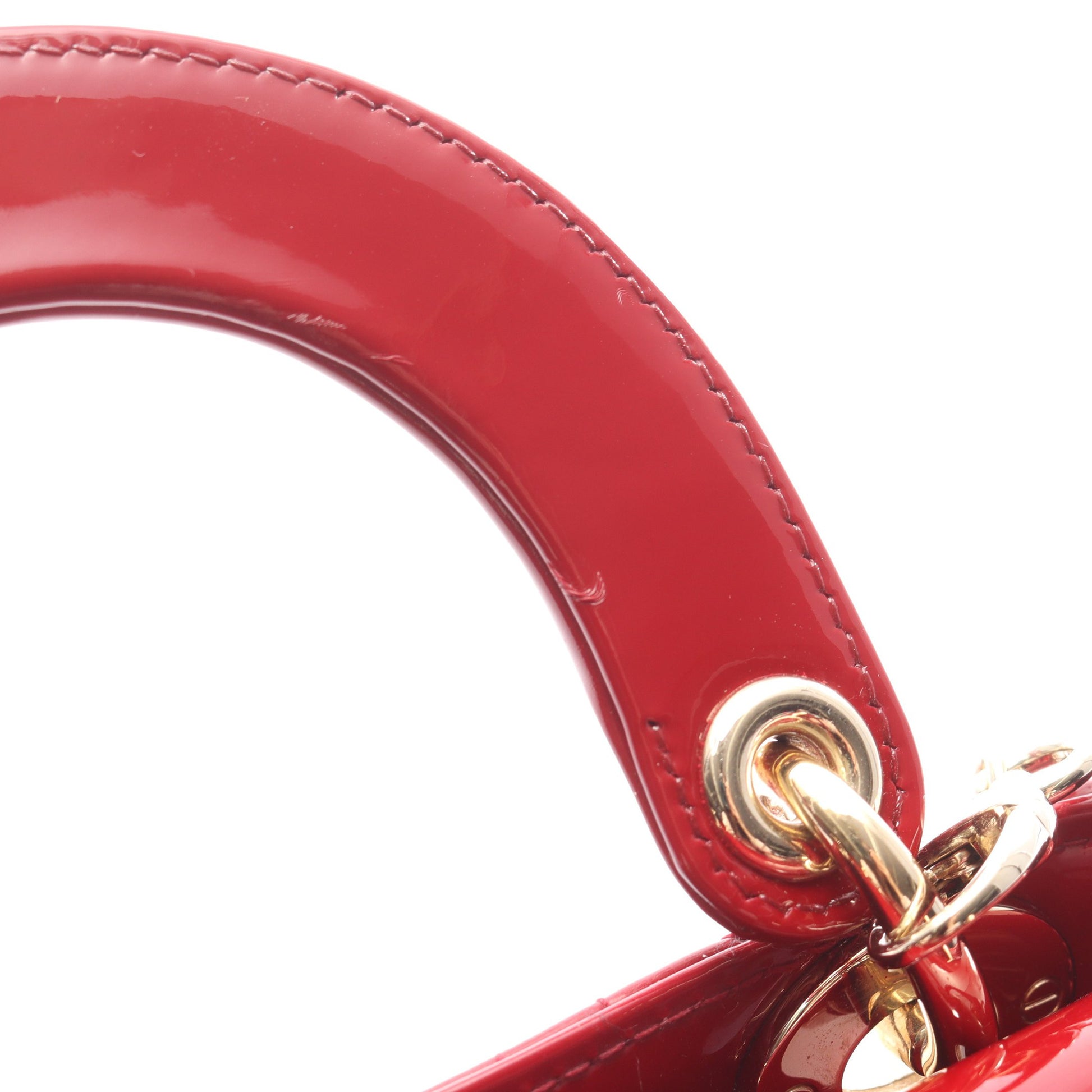 レディディオール ミニ カナージュ 2WAY ハンドバッグ エナメルレザー レッド クリスチャンディオール バッグ Christian Dior