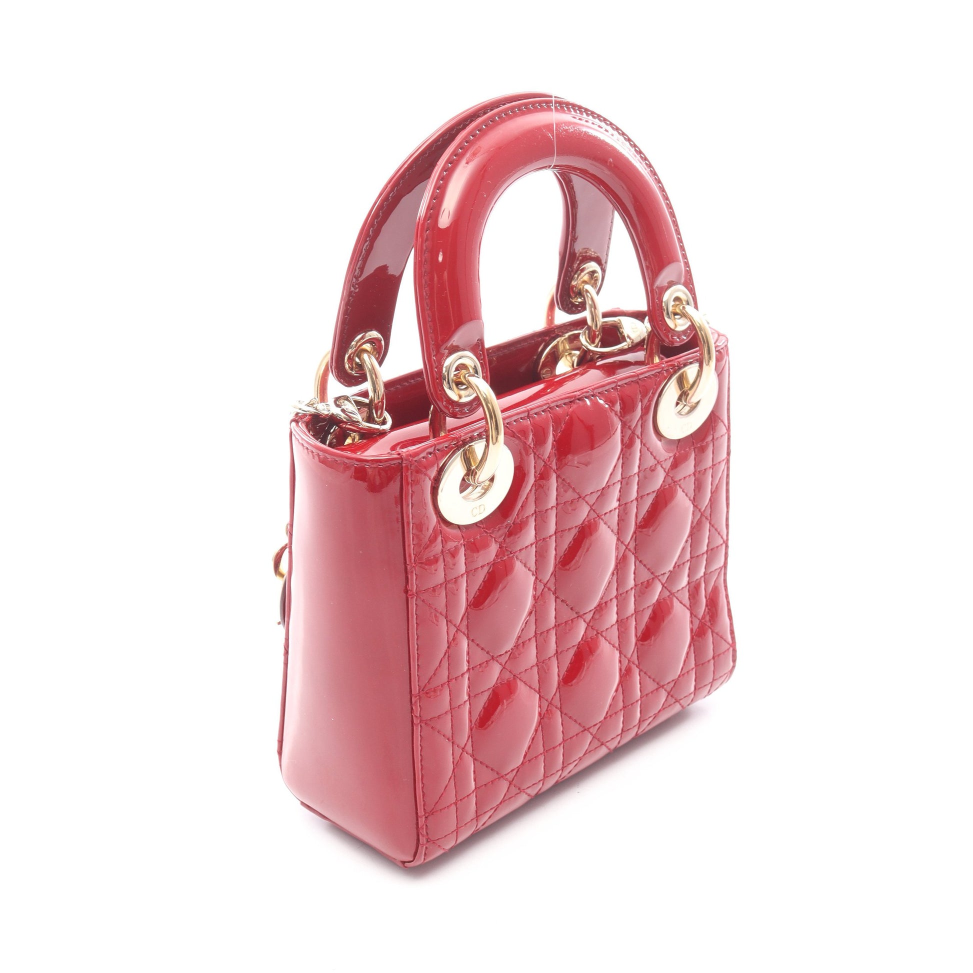 レディディオール ミニ カナージュ 2WAY ハンドバッグ エナメルレザー レッド クリスチャンディオール バッグ Christian Dior