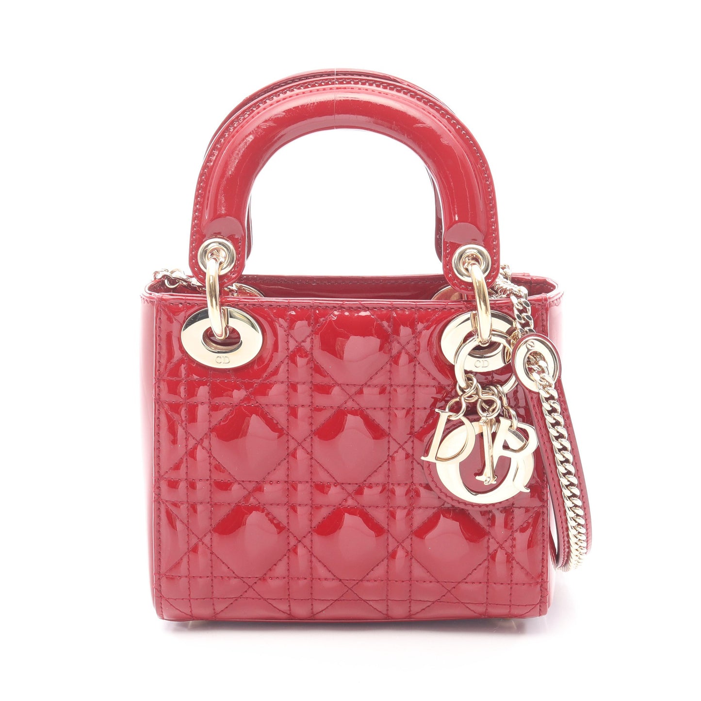 レディディオール ミニ カナージュ 2WAY ハンドバッグ エナメルレザー レッド クリスチャンディオール バッグ Christian Dior