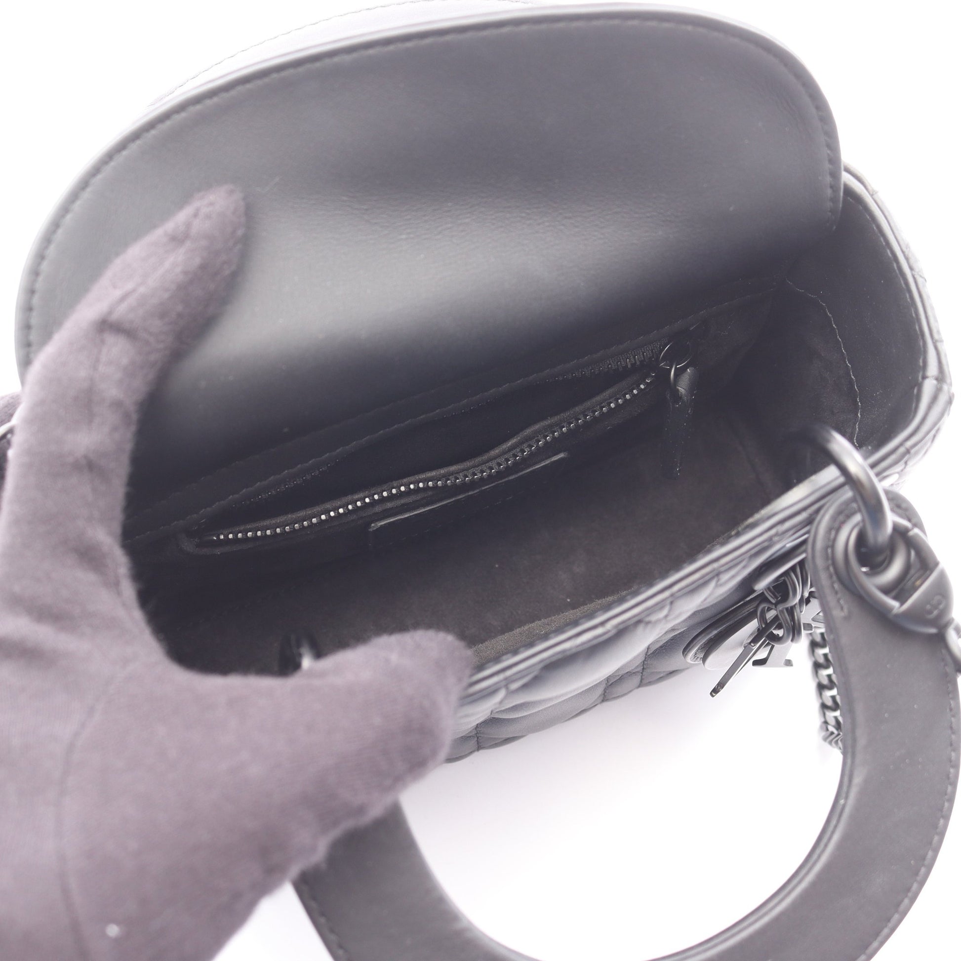 レディディオール ミニ カナージュ 2WAY ハンドバッグ レザー ブラック クリスチャンディオール バッグ Christian Dior