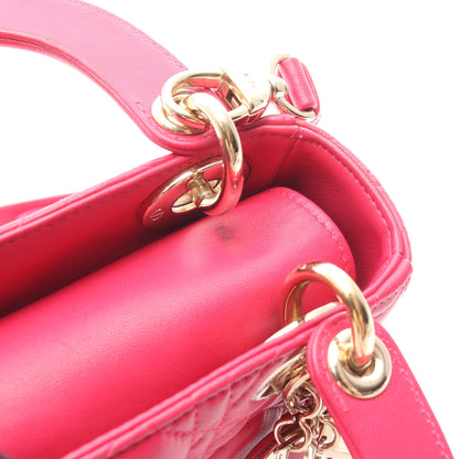 レディディオール ミニ カナージュ 2WAY ハンドバッグ レザー ピンクパープル クリスチャンディオール バッグ Christian Dior
