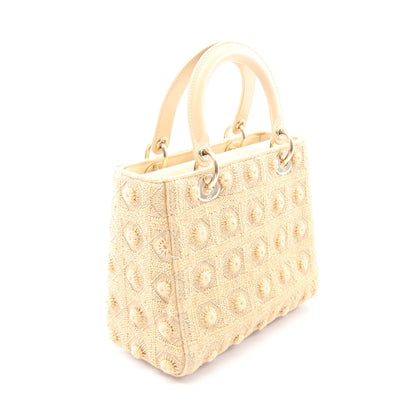 LADY DIOR レディディオール 2WAY ハンドバッグ キャンバス レザー ベージュ クリスチャンディオール バッグ Christian Dior