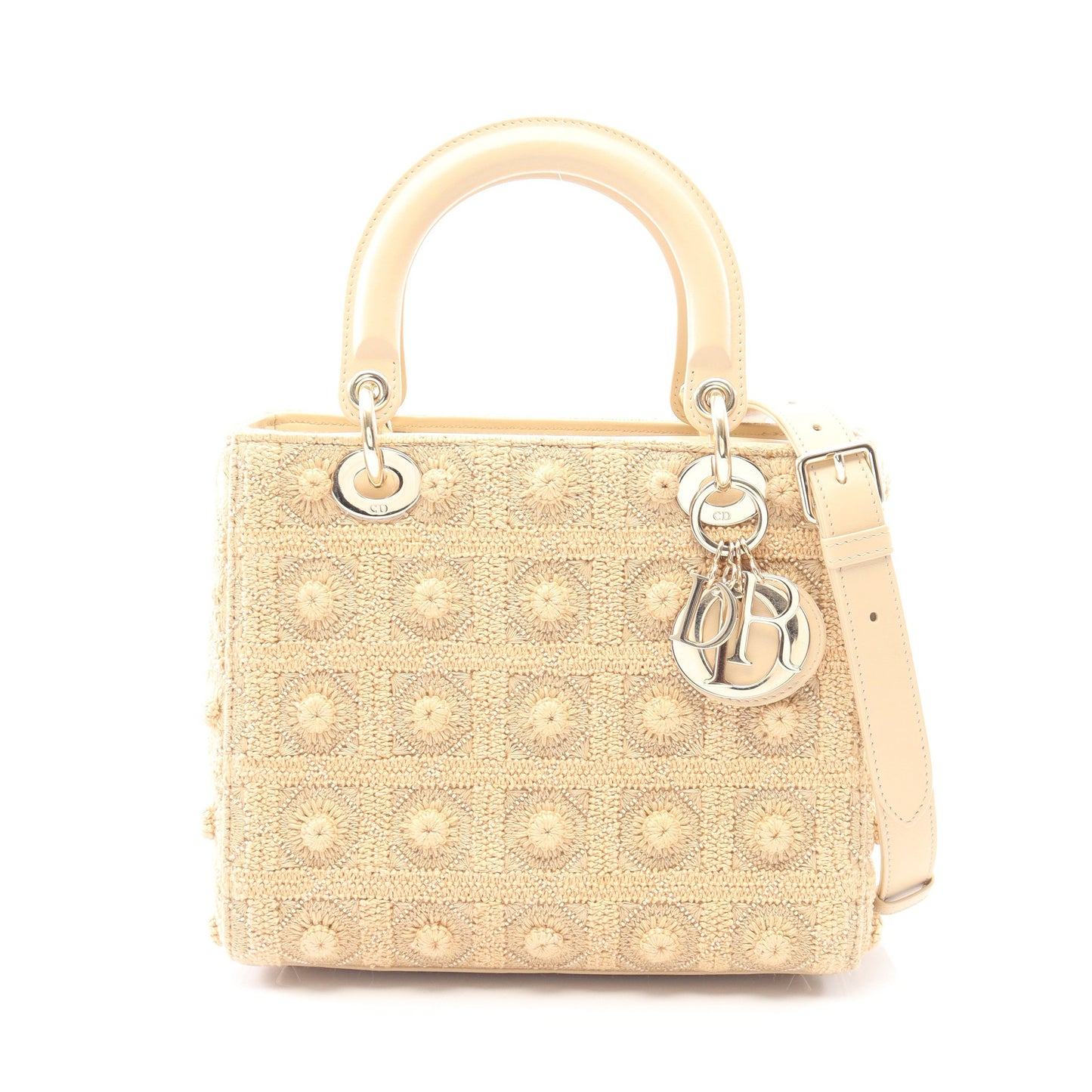 LADY DIOR レディディオール 2WAY ハンドバッグ キャンバス レザー ベージュ クリスチャンディオール バッグ Christian Dior
