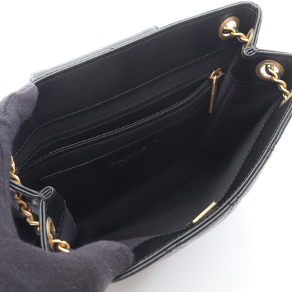 マトラッセ Wチェーンショルダーバッグ ラムスキン ブラック ゴールド金具 シャネル バッグ CHANEL